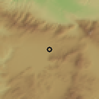 Shaded relief of the 54 km around Tavas, drawn from the GMTED2010 grid
