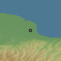 Shaded relief of the 53 km around Terme, drawn from the GMTED2010 grid