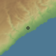 Shaded relief of the 54 km around Tömük, drawn from the GMTED2010 grid