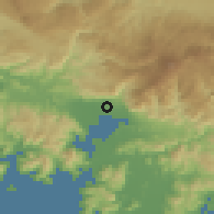 Shaded relief of the 54 km around Toparlar, drawn from the GMTED2010 grid