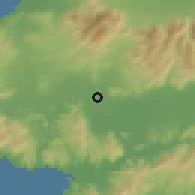 Shaded relief of the 54 km around Torbalı, drawn from the GMTED2010 grid