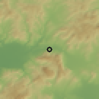 Shaded relief of the 54 km around Turgutalp, drawn from the GMTED2010 grid