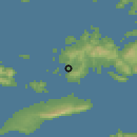 Shaded relief of the 54 km around Turgutreis, drawn from the GMTED2010 grid