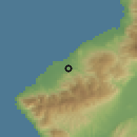 Shaded relief of the 54 km around Üçgüllük, drawn from the GMTED2010 grid