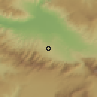 Shaded relief of the 54 km around Üçler, drawn from the GMTED2010 grid