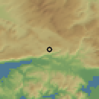 Shaded relief of the 54 km around Ula, drawn from the GMTED2010 grid