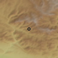 Shaded relief of the 54 km around Uludere, drawn from the GMTED2010 grid