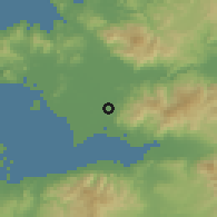 Shaded relief of the 54 km around Ulukent, drawn from the GMTED2010 grid