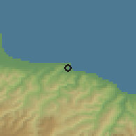 Shaded relief of the 53 km around Ünye, drawn from the GMTED2010 grid