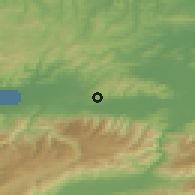 Shaded relief of the 53 km around Uzuntarla, drawn from the GMTED2010 grid