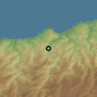 Shaded relief of the 53 km around Yağlıdere, drawn from the GMTED2010 grid