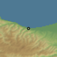 Shaded relief of the 53 km around Yakakent, drawn from the GMTED2010 grid