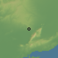 Shaded relief of the 54 km around Yakapınar, drawn from the GMTED2010 grid