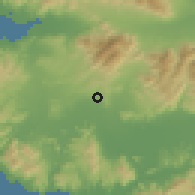 Shaded relief of the 54 km around Yazıbaşı, drawn from the GMTED2010 grid