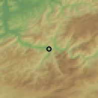 Shaded relief of the 53 km around Yenice, drawn from the GMTED2010 grid