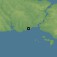 Shaded relief of the 53 km around Yenidoğan, drawn from the GMTED2010 grid