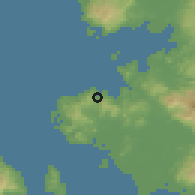 Shaded relief of the 54 km around Yenifoça, drawn from the GMTED2010 grid