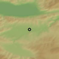 Shaded relief of the 53 km around Yenişehir, drawn from the GMTED2010 grid