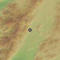 Shaded relief of the 54 km around Yeşilyurt, drawn from the GMTED2010 grid