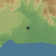 Shaded relief of the 54 km around Yurtpınar, drawn from the GMTED2010 grid