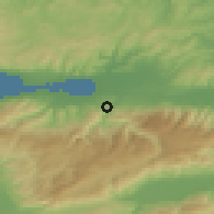 Shaded relief of the 53 km around Yuvacık, drawn from the GMTED2010 grid