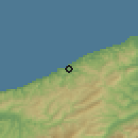 Shaded relief of the 53 km around Zonguldak, drawn from the GMTED2010 grid