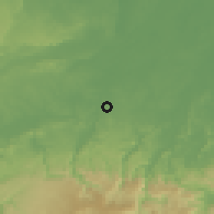 Shaded relief of the 59 km around Belmopan, drawn from the GMTED2010 grid