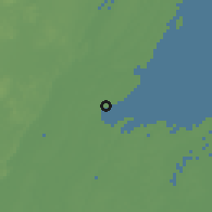 Shaded relief of the 59 km around Corozal, drawn from the GMTED2010 grid
