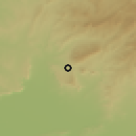 Shaded relief of the 54 km around Govurdak, drawn from the GMTED2010 grid