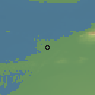 Shaded relief of the 54 km around Gumdag, drawn from the GMTED2010 grid