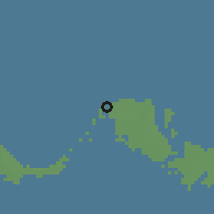 Shaded relief of the 58 km around Sandy Point, drawn from the GMTED2010 grid