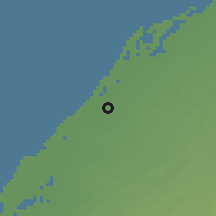 Shaded relief of the 57 km around 'Ajmān, drawn from the GMTED2010 grid