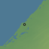 Shaded relief of the 57 km around Dubai, drawn from the GMTED2010 grid