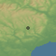 Shaded relief of the 49 km around Blackwood, drawn from the GMTED2010 grid