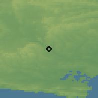 Shaded relief of the 49 km around Blandford Forum, drawn from the GMTED2010 grid