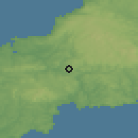 Shaded relief of the 49 km around Bodmin, drawn from the GMTED2010 grid