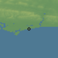 Shaded relief of the 49 km around Bognor Regis, drawn from the GMTED2010 grid