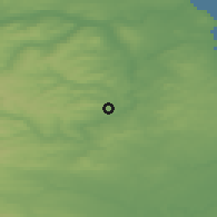 Shaded relief of the 48 km around Brandon, drawn from the GMTED2010 grid