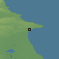 Shaded relief of the 48 km around Bridlington, drawn from the GMTED2010 grid