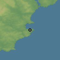 Shaded relief of the 49 km around Brixham, drawn from the GMTED2010 grid