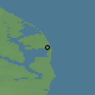 Shaded relief of the 48 km around Caister-on-Sea, drawn from the GMTED2010 grid