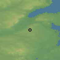 Shaded relief of the 48 km around Carryduff, drawn from the GMTED2010 grid