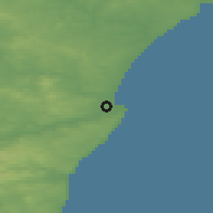 Shaded relief of the 47 km around Aberdeen, drawn from the GMTED2010 grid