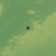 Shaded relief of the 49 km around Cheltenham, drawn from the GMTED2010 grid