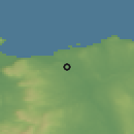 Shaded relief of the 47 km around Coleraine, drawn from the GMTED2010 grid