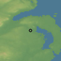 Shaded relief of the 48 km around Comber, drawn from the GMTED2010 grid