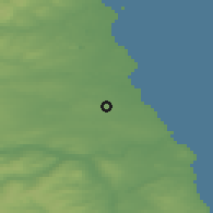 Shaded relief of the 47 km around Cramlington, drawn from the GMTED2010 grid