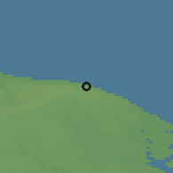 Shaded relief of the 48 km around Cromer, drawn from the GMTED2010 grid