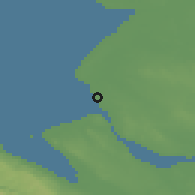 Shaded relief of the 48 km around Crosby, drawn from the GMTED2010 grid