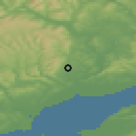 Shaded relief of the 49 km around Cwmbran, drawn from the GMTED2010 grid